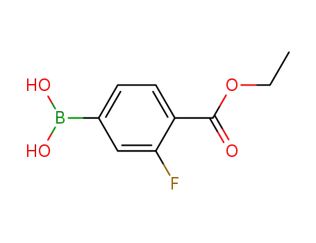 Molecular Structure of 874288-38-7 (4-ETHOXYCARBONYL-3-FLUOROPHENYLBORONIC ACID)