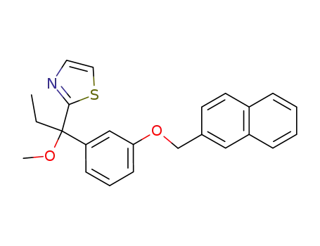 Molecular Structure of 129424-08-4 (2-{1-methoxy-1-[3-(naphthalen-2-ylmethoxy)phenyl]propyl}-1,3-thiazole)