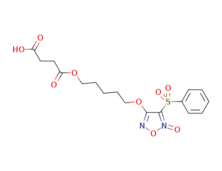 Molecular Structure of 1446816-83-6 (4-((5-((3-carboxypropanoyl)oxy)pentyl)oxy)-3-(phenylsulfonyl)-1,2,5-oxadiazole-2-oxide)