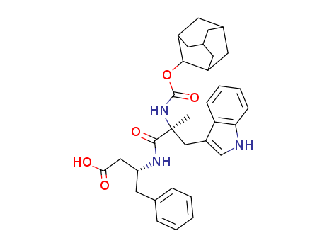 Molecular Structure of 140677-01-6 (Benzenebutanoic acid, b-[[(2S)-3-(1H-indol-3-yl)-2-methyl-1-oxo-2-[[(tricyclo[3.3.1.13,7]dec-2-yloxy)carbonyl]amino]propyl]amino]-,(bR)-)