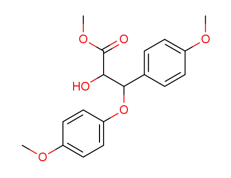 Molecular Structure of 1621069-96-2 (2-hydroxy-3-(4-methoxy-phenoxy)-3-(4-methoxy-phenyl)propionic acid methyl ester)