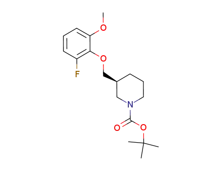 Molecular Structure of 1008563-10-7 ((S)-3-(2-fluoro-6-methoxy-phenoxymethyl)-piperidine-1-carboxylic acid tert-butyl ester)