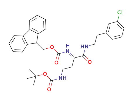 Molecular Structure of 849948-71-6 (4-(N-Boc-amino)-N'-2-(3-chlorophenyl)ethyl-(S)-2-(N''-Fmoc-amino)butanamide)