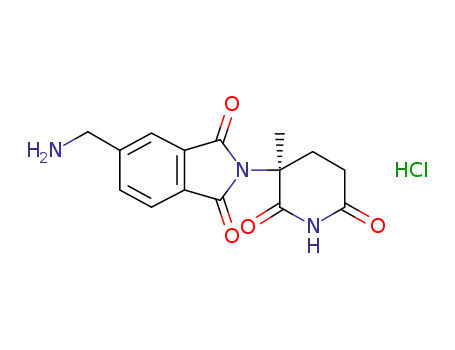 Molecular Structure of 1010100-25-0 (5-aminomethyl-2-[(3S)-3-methyl-2,6-dioxo-piperidin-3-yl]-isoindole-1,3-dione hydrochloride)