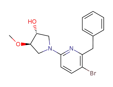 Molecular Structure of 473298-20-3 (3-Pyrrolidinol, 1-[5-bromo-6-(phenylmethyl)-2-pyridinyl]-4-methoxy-,
(3R,4R)-)