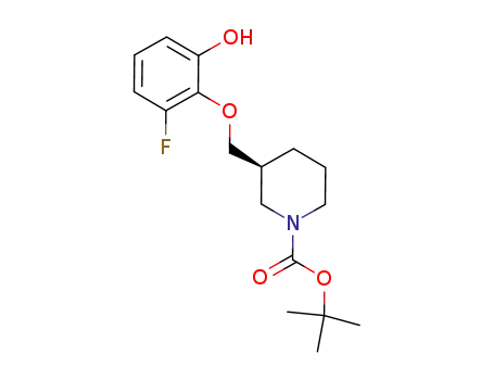 Molecular Structure of 1008563-09-4 ((S)-3-(2-fluoro-6-hydroxy-phenoxymethyl)-piperidine-1-carboxylic acid tert-butyl ester)