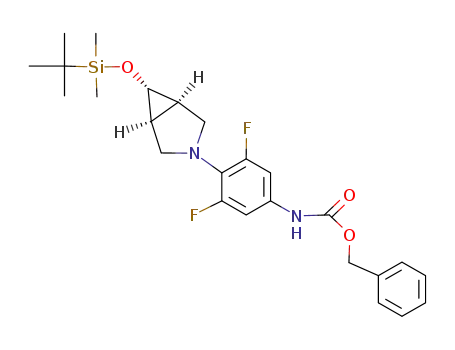 Molecular Structure of 681425-46-7 ({4-[(1α,5α,6α)-6-(tert-butyldimethylsilanyloxy)-3-azabicyclo[3.1.0]hex-3-yl]-3,5-difluorophenyl}carbamic acid benzyl ester)