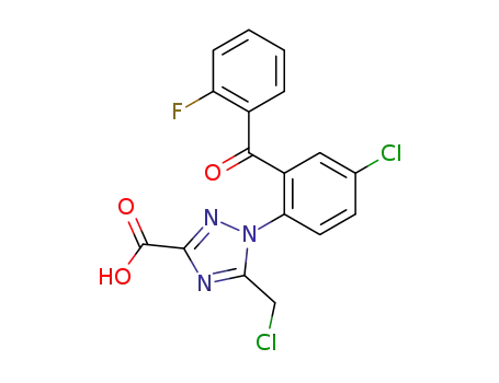 Molecular Structure of 40408-69-3 (1H-1,2,4-Triazole-3-carboxylic acid,
1-[4-chloro-2-(2-fluorobenzoyl)phenyl]-5-(chloromethyl)-)
