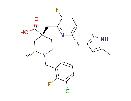 (2R,4R)-1-[(3-chloro-2-fluorophenyl)methyl]-4-[[3-fluoro-6-[(5-methyl-1H-pyrazol-3-yl)amino]-2-pyridyl]methyl]-2-methylpiperidine-4-carboxylic acid