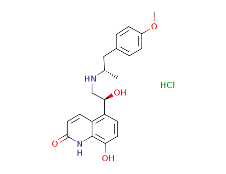 Molecular Structure of 100429-08-1 (8-hydroxy-5-[(1R)-1-hydroxy-2-{[(2R)-1-(4-methoxyphenyl)propan-2-yl]amino}ethyl]quinolin-2(1H)-one hydrochloride (1:1))