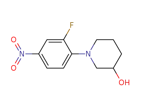 Molecular Structure of 916988-48-2 (1-(2-fluoro-4-nitrophenyl)-piperidin-3-ol)