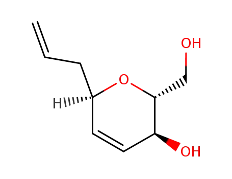 Molecular Structure of 95791-07-4 ((2R,3S,6R)-6-allyl-2-hydroxymethyl-3,6-dihydro-2H-pyran-3-ol)
