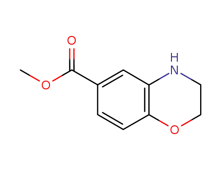 Molecular Structure of 758684-29-6 (3,4-Dihydro-2H-benzo[1,4]oxazine-6-carboxylic acid methyl ester)