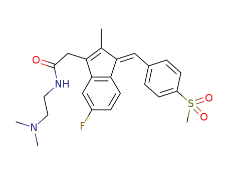 Molecular Structure of 944159-30-2 ((Z)-N-(2-(dimethylamino)ethyl)-2-(5-fluoro-2-methyl-1-(4-(methylsulfonyl)benzylidene)-1H-inden-3-yl)acetamide)