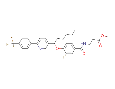 Molecular Structure of 871253-43-9 (3-(3-fluoro-4-{1-[6-(4-trifluoromethyl-phenyl)-pyridin-3-yl]-heptyloxy}-benzoylamino)-propionic acid methyl ester)