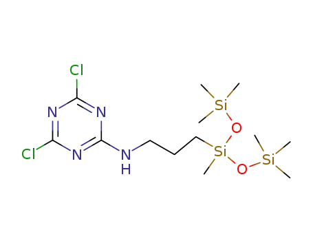Molecular Structure of 207562-46-7 (2,4-dichloro-6-{[1,3,3,3-tetramethyl-1-[(trimethylsilyl)oxy]disiloxanyl]propyl-3-ylamino}-s-triazine)