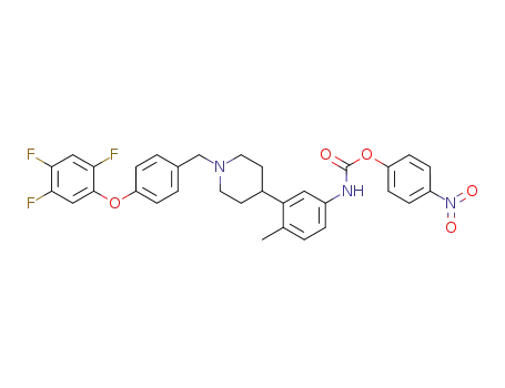 Molecular Structure of 882746-18-1 (N-[4-methyl-3-(1-{[4-(2,4,5-trifluorophenoxy)phenyl]methyl}(4-piperidyl))phenyl](4-nitrophenoxy)carboxamide)