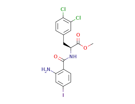 Molecular Structure of 880347-40-0 (L-Phenylalanine, N-(2-amino-4-iodobenzoyl)-3,4-dichloro-, methyl ester)
