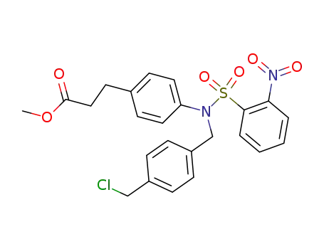 Molecular Structure of 865137-73-1 (methyl 3-(4-{[4-(chloromethyl)benzyl][(2-nitrophenyl)sulfonyl]amino}phenyl)propanoate)