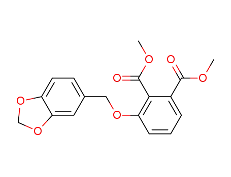 Molecular Structure of 1061606-11-8 (3-(benzo[1,3]dioxol-5-ylmethoxy)-phthalic acid dimethyl ester)