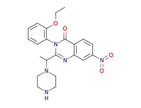 Molecular Structure of 1091585-54-4 (3-(2-ethoxy-phenyl)-7-nitro-2-(1-piperazin-1-yl-ethyl)-3H-quinazolin-4-one)