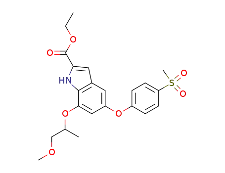 Molecular Structure of 1191103-54-4 (ethyl 7-(2-methoxy-1-methylethoxy)-5-[4-(methylsulfonyl)phenoxy]-1H-indole-2-carboxylate)