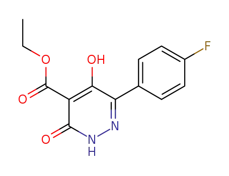 Molecular Structure of 1040543-17-6 (ethyl 6-(4-fluorophenyl)-5-hydroxy-3-oxo-2,3-dihydro-4-pyridazinecarboxylate)