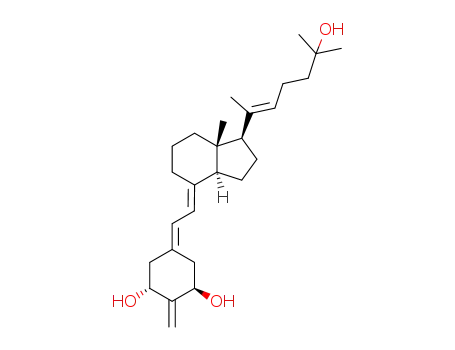 Molecular Structure of 1204203-22-4 (1,3-Cyclohexanediol, 2-methylene-5-[(2E)-2-[(1R,3aS,7aR)-octahydro-1-[(1E)-5-hydroxy-1,5-dimethyl-1-hexen-1-yl]-7a-methyl-4H-inden-4-ylidene]ethylidene]-, (1R,3R)-)