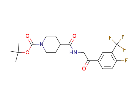 Molecular Structure of 1082949-99-2 (tert-butyl 4-(2-(4-fluoro-3-(trifluoromethyl)phenyl)-2-oxoethylcarbamoyl)piperidine-1-carboxylate)