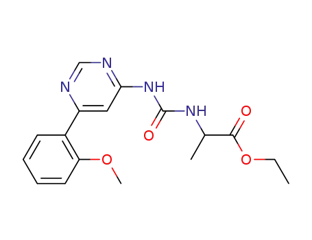 Molecular Structure of 1142005-76-2 (2-{3-[6-(2-methoxy-phenyl)-pyrimidin-4-yl]-ureido}-propionic acid ethyl ester)