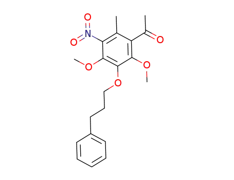Molecular Structure of 1201582-47-9 (1-(2,4-dimethoxy-6-methyl-5-nitro-3-(3-phenylpropoxy)phenyl)ethanone)