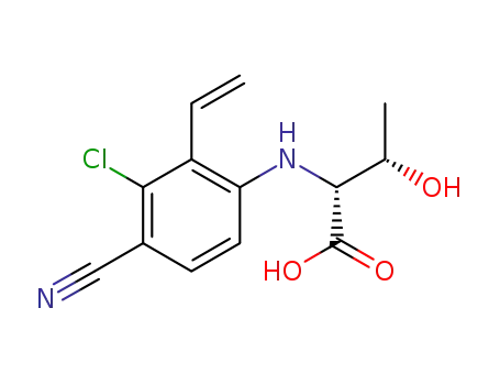 Molecular Structure of 1182369-30-7 ((2R,3S)-2-(3-chloro-4-cyano-2-vinyl-phenylamino)-3-hydroxy-butyric acid)