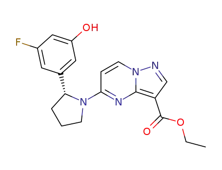 Molecular Structure of 1260846-73-8 ((R)-ethyl 5-(2-(3-fluoro-5-hydroxyphenyl)pyrrolidin-1-yl)pyrazolo[1,5-a]pyrimidine-3-carboxylate)