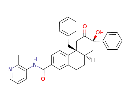 Molecular Structure of 1206877-04-4 ((4bR,7R,8aR)-4b-benzyl-7-hydroxy-N-(2-methylpyridin-3-yl)-6-oxo-7-phenyl-4b,5,6,7,8,8a,9,10-octahydrophenanthrene-2-carboxamide)