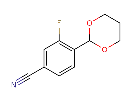 Molecular Structure of 1164204-49-2 (4-(1,3-Dioxan-2-yl)-3-fluorobenzonitrile)