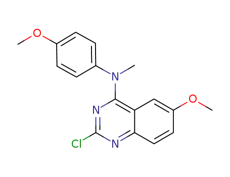 Molecular Structure of 1216814-90-2 ((2-chloro-6-methoxy-quinazoline-4-yl)-(4-methoxy-phenyl)methylamine)