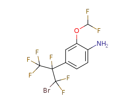 Molecular Structure of 1262665-43-9 (4-(1-bromo-1,1,2,3,3,3-hexafluoropropan-2-yl)-6-(difluoromethoxy)aniline)