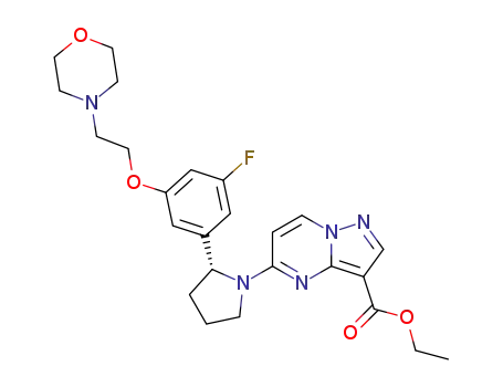 Molecular Structure of 1260846-75-0 ((R)-ethyl 5-(2-(3-fluoro-5-(2-morpholinoethoxy)phenyl)pyrrolidin-1-yl)pyrazolo[1,5-a]pyrimidine-3-carboxylate)