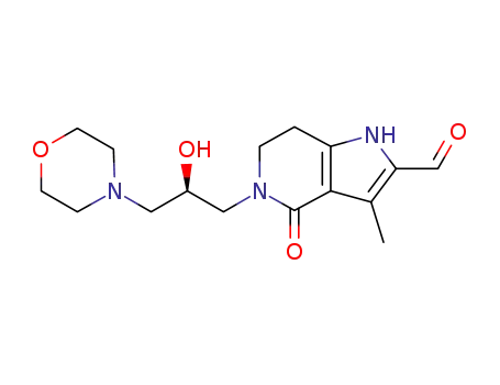 Molecular Structure of 1130138-32-7 ((R)-5-(2-hydroxy-3-morpholin-4-yl-propyl)-3-methyl-4-oxo-4,5,6,7-tetrahydro-1H-pyrrolo[3,2-c]pyridine-2-carbaldehyde)
