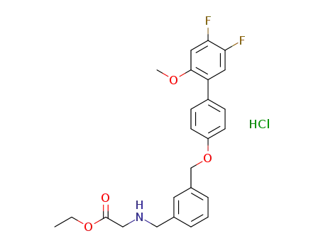 Molecular Structure of 1310036-75-9 ([3-(4',5'-Difluoro-2'-methoxy-biphenyl-4-yloxymethyl)benzylamino]-acetic acid ethyl ester hydrochloride)