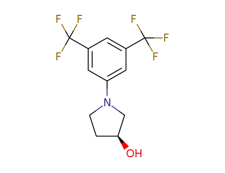 Molecular Structure of 1198180-83-4 (3-Pyrrolidinol, 1-[3,5-bis(trifluoromethyl)phenyl]-, (3S)-)