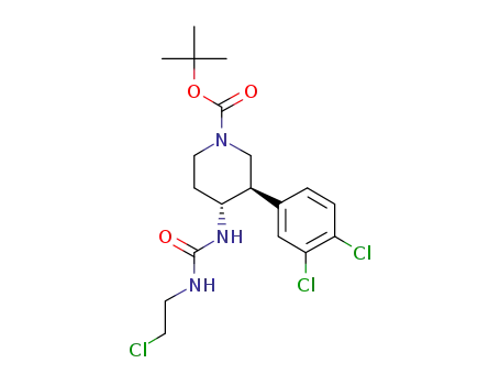 Molecular Structure of 1218764-57-8 (tert-butyl (3R,4R)-4-{[(2-chloroethyl)carbamoyl]amino}-3-(3,4-dichlorophenyl)piperidine-1-carboxylate)