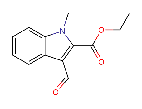 Molecular Structure of 18450-28-7 (1H-INDOLE-2-CARBOXYLIC ACID,3-FORMYL-1-METHYL-,ETHYL ESTER)