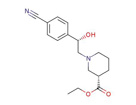 Molecular Structure of 1265323-48-5 (ethyl (3S)-1-[(2S)-2-(4-cyanophenyl)-2-hydroxyethyl]piperidine-3-carboxylate)