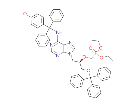 Molecular Structure of 1338605-37-0 (diethyl (R)-9-[3-trityloxy-2-(phosphonomethoxy)propyl]-N<sub>6</sub>-(4-monomethoxytrityl)adenine)