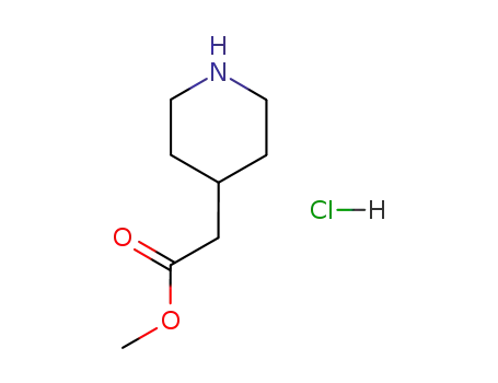 Molecular Structure of 81270-37-3 (PIPERIDIN-4-YL-ACETIC ACID METHYL ESTER HYDROCHLORIDE)