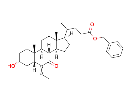 Molecular Structure of 1352328-66-5 (Cholan-24-oic acid,6-ethylidene-3-hydroxy-7-oxo-,phenylmethyl ester, (3α,5β)-)