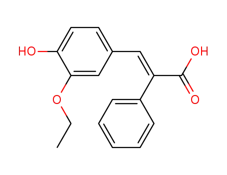 Molecular Structure of 87751-73-3 ((2Z)-3-(3-Ethoxy-4-hydroxyphenyl)-2-phenylacrylic acid)