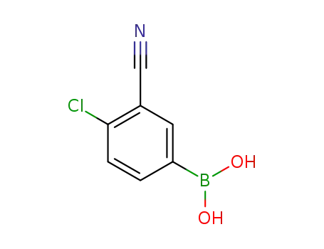 Molecular Structure of 871332-95-5 (4-Chloro-3-cyanophenylboronic acid)