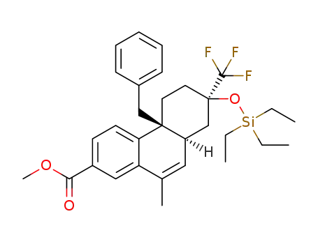 Molecular Structure of 1400927-16-3 ((4bS,7R,8aS)-methyl 4b-benzyl-10-methyl-7-(triethylsilyloxy)-7-(trifluoromethyl)-4b,5,6,7,8,8a-hexahydrophenanthrene-2-carboxylate)